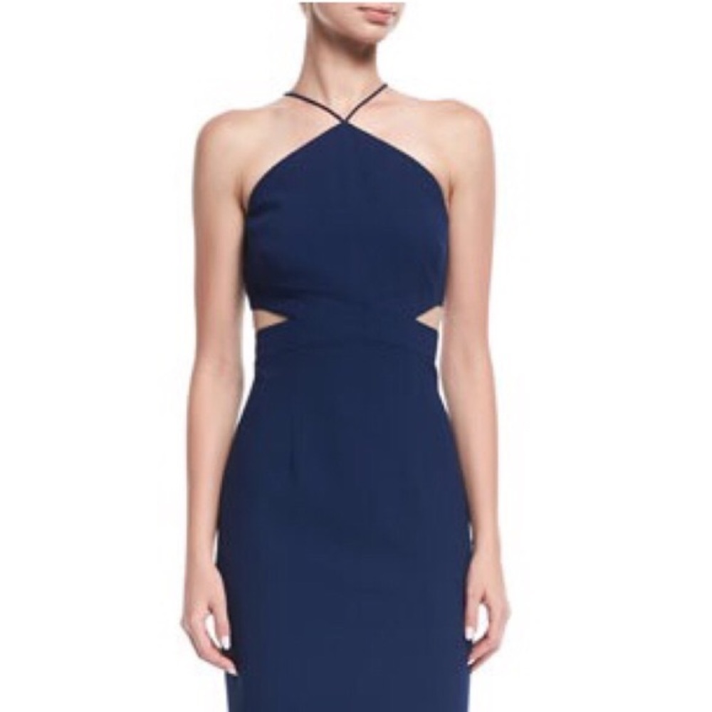 Aidan Mattox Blue Cut Out Halter Dress